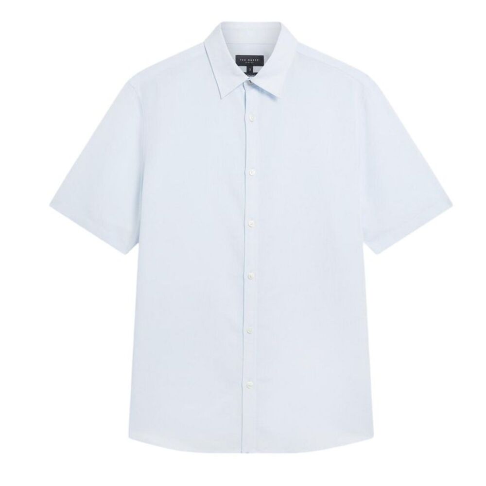 Ted Baker Mens Baker Regular Short-Sleeved Shirt / Light Blue
